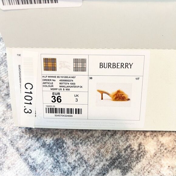 NWT Burberry Minnie Shearling Fur Slide Sandals Yellow 36 - Picture 10 of 11